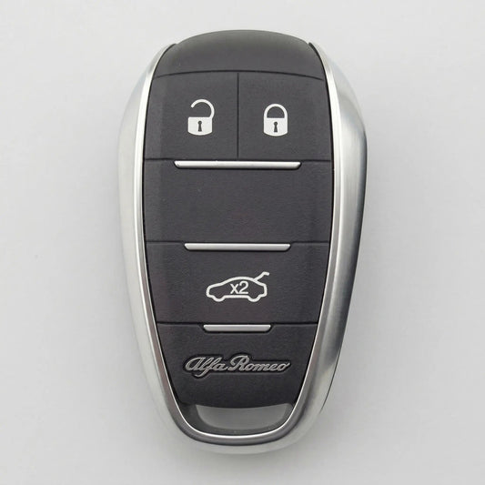 Alfa Romeo Hand - Stitched Alcantara Key Fob Cover – Shield 3 - Button - Dark charcoal