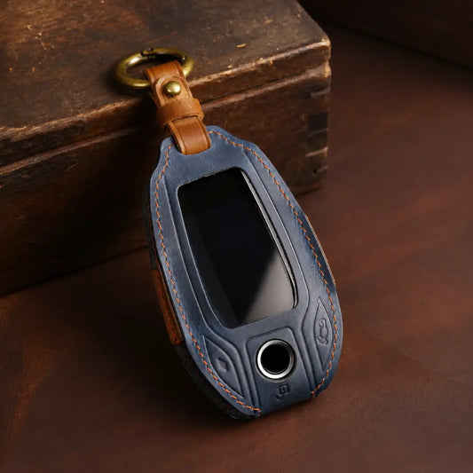 BMW Hand-Crafted Leather Key Fob Cover – Display Key Navy