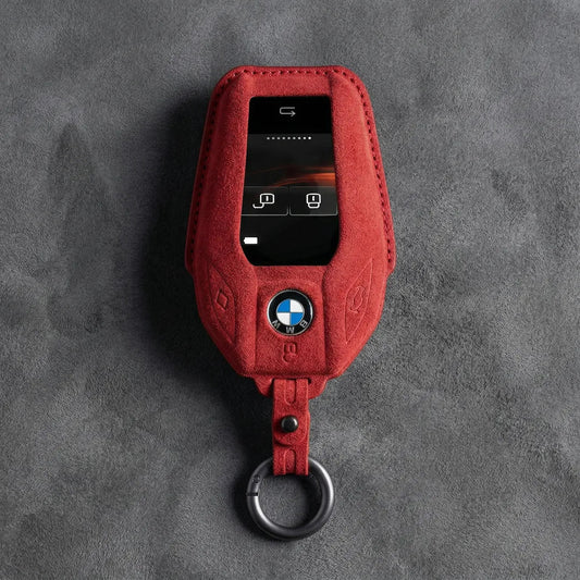 BMW Hand - Stitched Alcantara Key Fob Cover – Display Key - Red