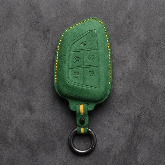 Cadillac Hand-Stitched Alcantara Key Fob Cover – Smart Key Remote - Grass Green