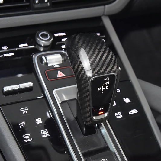 Carbon Fiber Gear Selector Cover for Porsche Cayenne / Cayenne E-Hybrid – 2018–2023 - Black Applied On Gear Selector