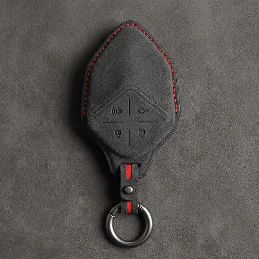 Changan Hand Stitched Alcantara Key Fob Cover Diamond Smart Key Dark Charcoal Dark Charcoal