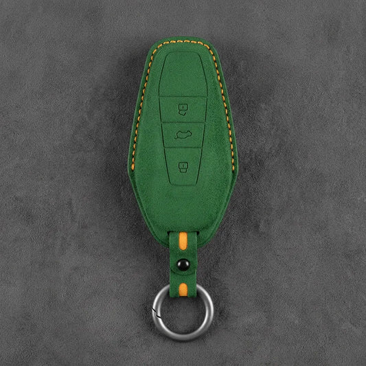 Chery Hand-Stitched Alcantara Key Fob Cover – Wedge 3-Button - Grass Green