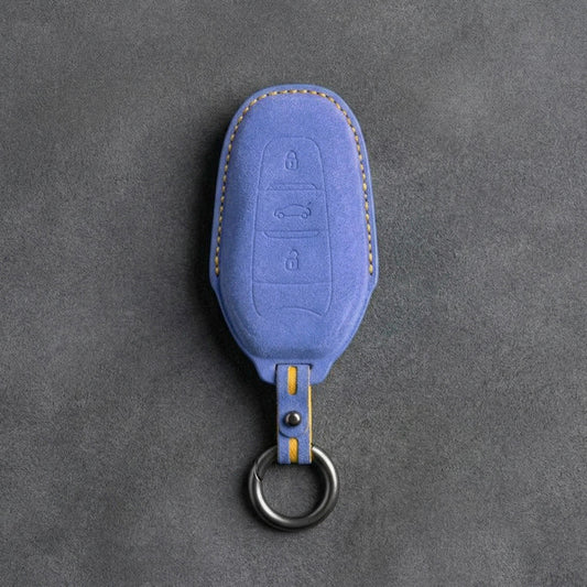 Citroen Hand - Stitched Alcantara Key Fob Cover - Smart Key 3 - Button - Cornflower blue