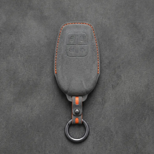 Ferrari Hand-Stitched Alcantara Key Fob Cover – Shield 4-Button Smart Key Dark Gray