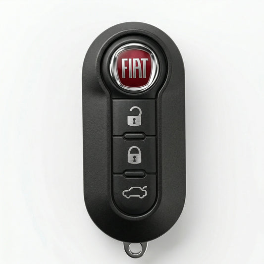 Fiat Hand - Stitched Alcantara Key Fob Cover - Rounded 3 - Button - Dark charcoal