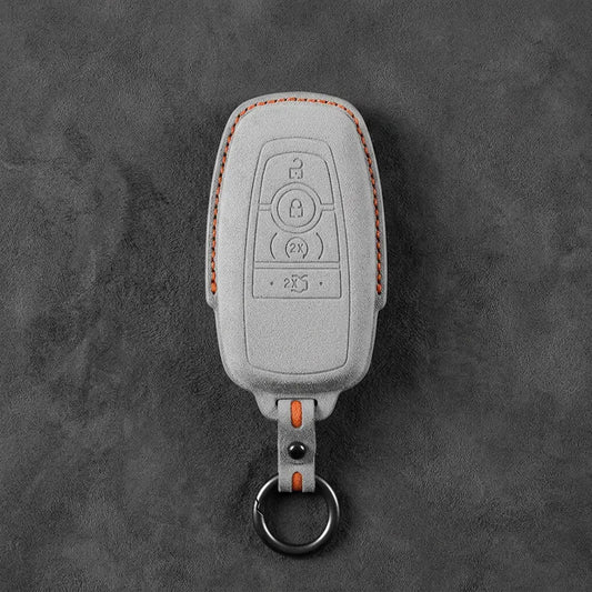 Ford Hand-Stitched Alcantara Key Fob Cover – Center-Ring Ignition White