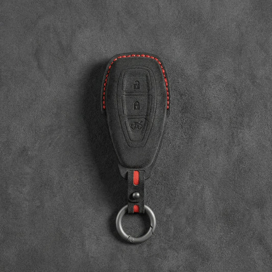 Ford Hand - Stitched Alcantara Key Fob Cover - Oval 3 - Button - Dark charcoal