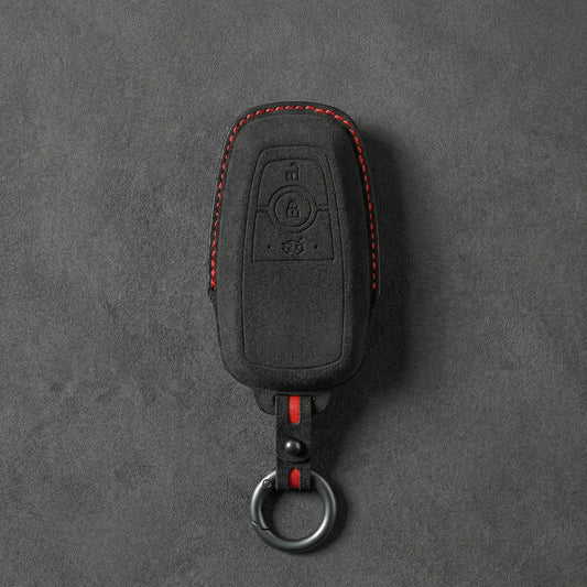 Ford Hand - Stitched Alcantara Key Fob Cover - Rectangular 3 - Button - Dark charcoal