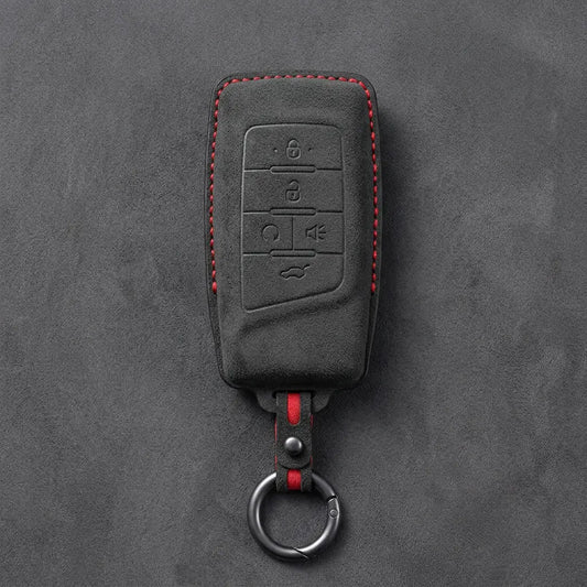 GAC Hand-Stitched Alcantara Key Fob Cover – 5-Button Smart Key - Dark Charcoal