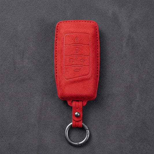 GAC Hand-Stitched Alcantara Key Fob Cover – 5-Button Smart Key - Red