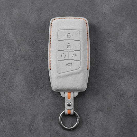 GAC Hand-Stitched Alcantara Key Fob Cover – 5-Button Smart Key - White