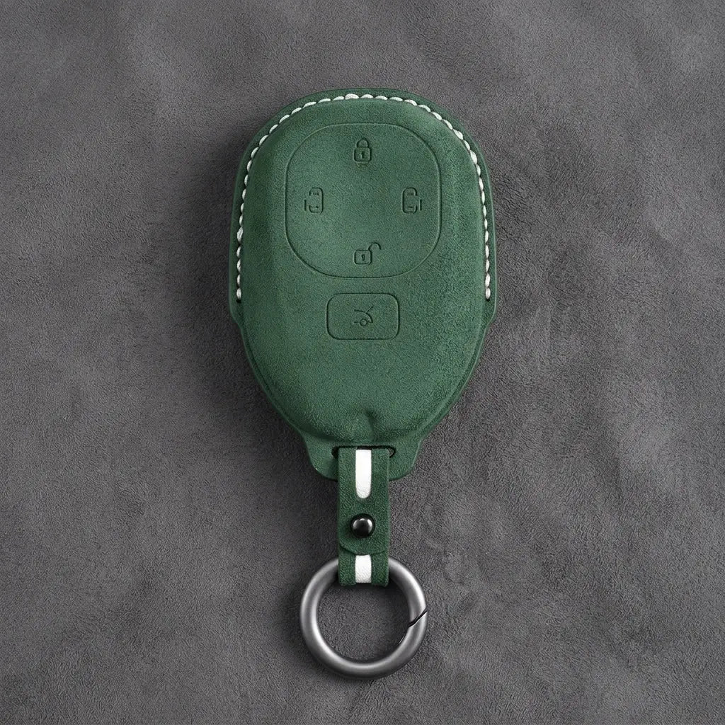 GAC Hand-Stitched Alcantara Key Fob Cover – Dual Sliding Doors - Dark Green