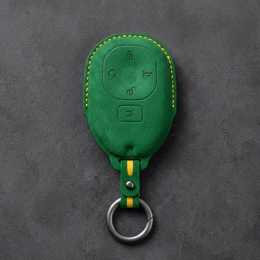 GAC Hand-Stitched Alcantara Key Fob Cover – Teardrop 5-Button Smart Key - Grass Green