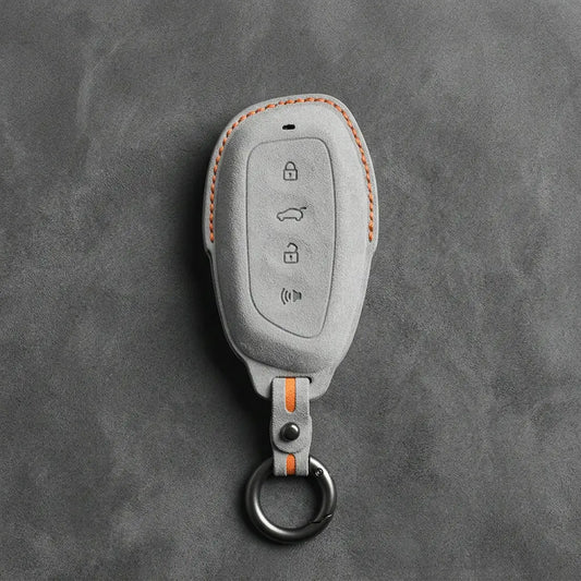 Haval Hand-Stitched Alcantara Key Fob Cover – Asymmetric Smart Key in white