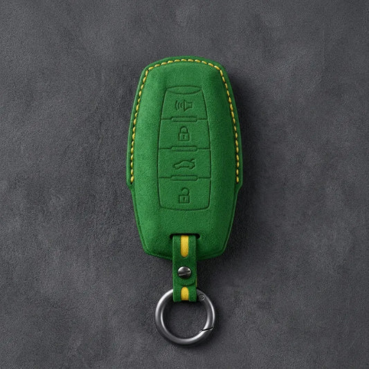 Haval Hand-Stitched Alcantara Key Fob Cover – Symmetric Smart Key in grass green