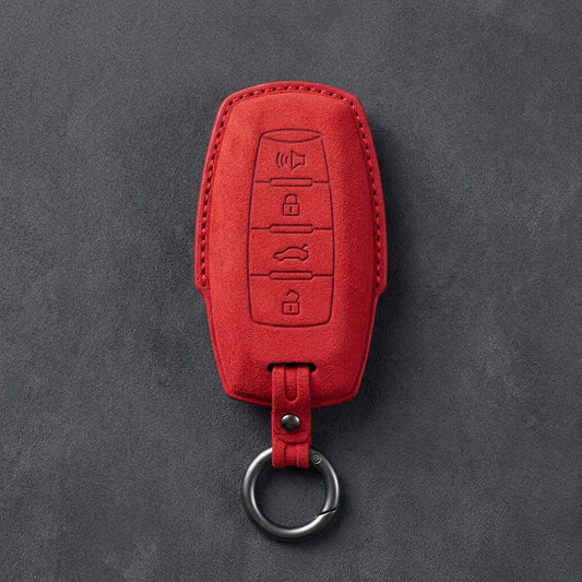 Haval Hand-Stitched Alcantara Key Fob Cover – Symmetric Smart Key in red