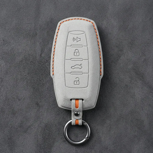 Haval Hand-Stitched Alcantara Key Fob Cover – Symmetric Smart Key in white