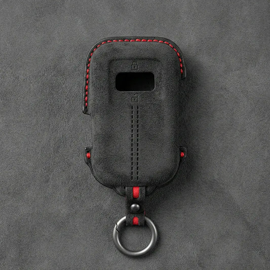 Zeekr Hand-Stitched Alcantara Key Fob Cover - Crystal Smart Key - Dark Charcoal
