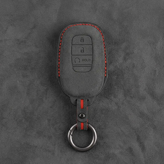 Honda Hand-Stitched Alcantara Key Fob Cover - Smart Key 3-Button - Dark Charcoal