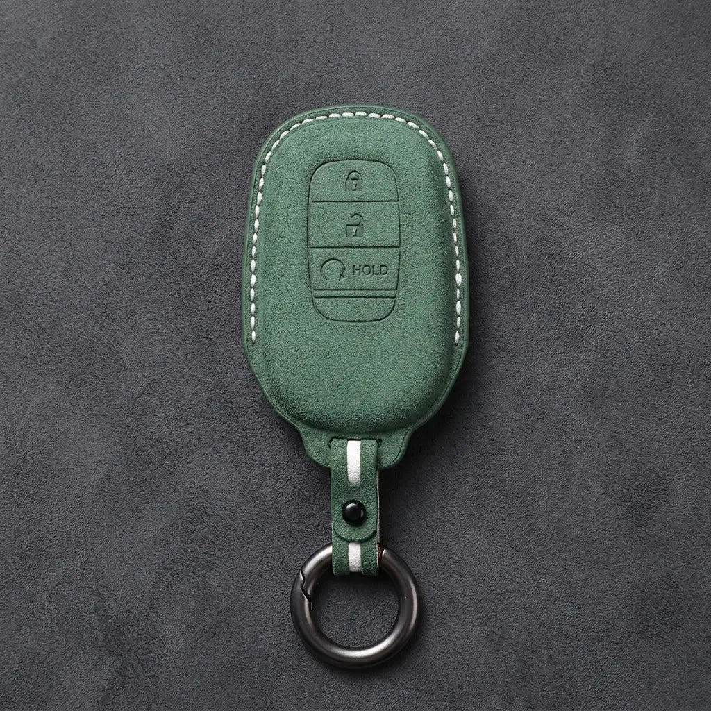 Honda Hand-Stitched Alcantara Key Fob Cover - Smart Key 3-Button - Dark Green