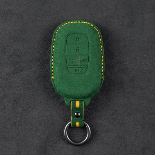 Honda Hand-Stitched Alcantara Key Fob Cover - Smart Key 5-Button - Grass Green