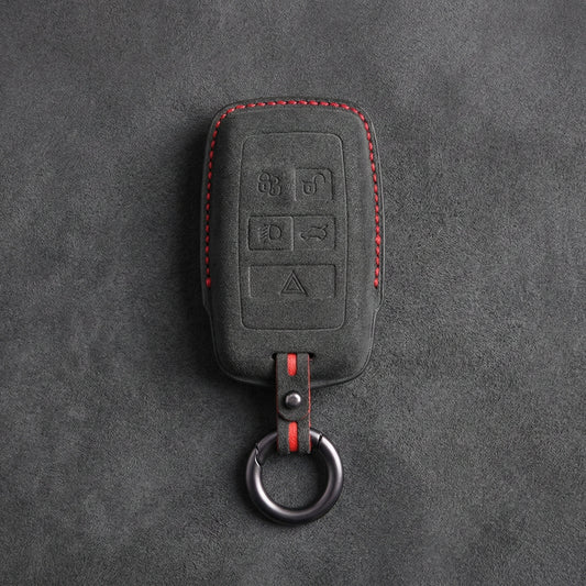 Jaguar Hand-Stitched Alcantara Key Fob Cover – Rectangular 5-Button Dark Charcoal