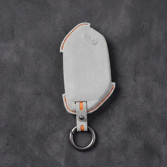 Kia Hand-Stitched Alcantara Key Fob Cover - Angular Smart Key - White