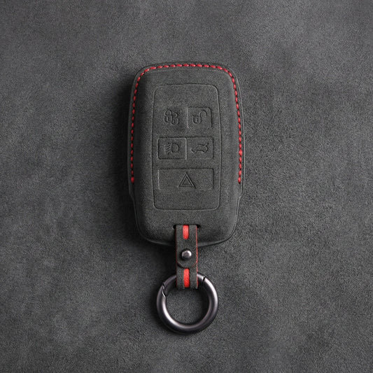 Land Rover Hand - Stitched Alcantara Key Fob Cover - Rectangular 5 - Button - Dark charcoal
