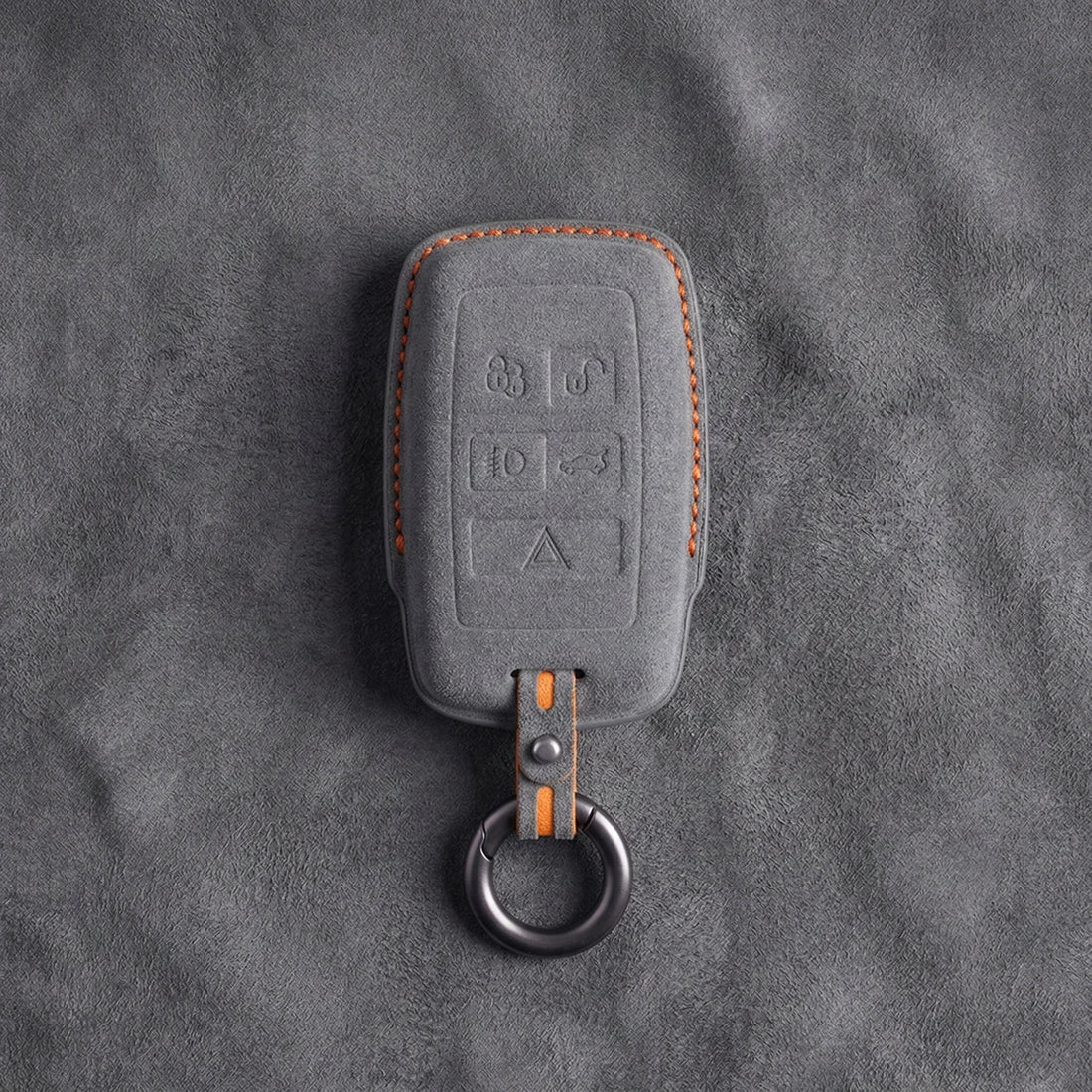Land Rover Hand - Stitched Alcantara Key Fob Cover - Rectangular 5 - Button - Dark gray