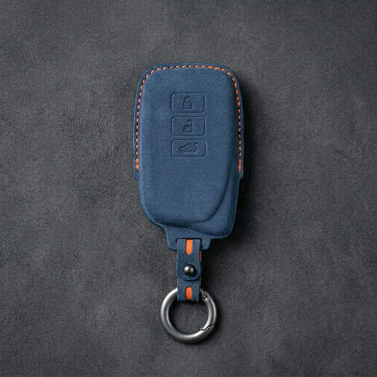 Lexus Hand - Stitched Alcantara Key Fob Cover – Asymmetric 3 - Button - Cobalt blue