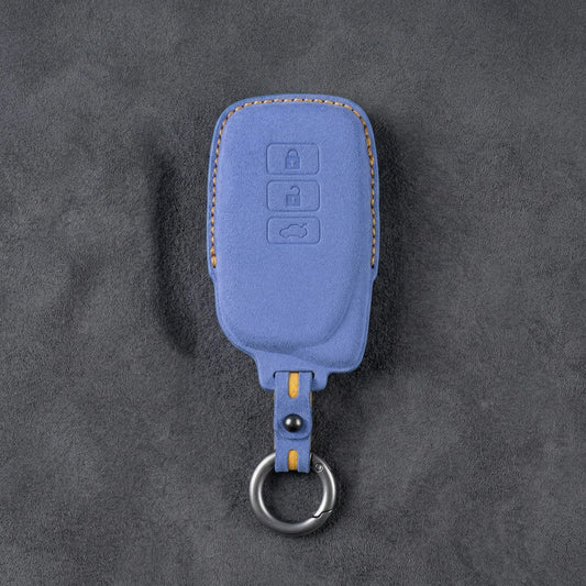 Lexus Hand - Stitched Alcantara Key Fob Cover – Asymmetric 3 - Button - Cornflower blue