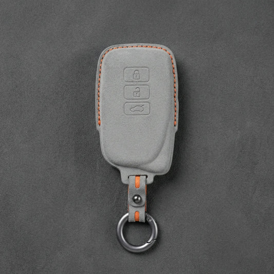 Lexus Hand - Stitched Alcantara Key Fob Cover – Asymmetric 3 - Button - Dark gray