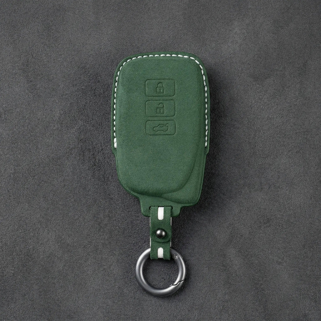 Lexus Hand - Stitched Alcantara Key Fob Cover – Asymmetric 3 - Button - Dark green