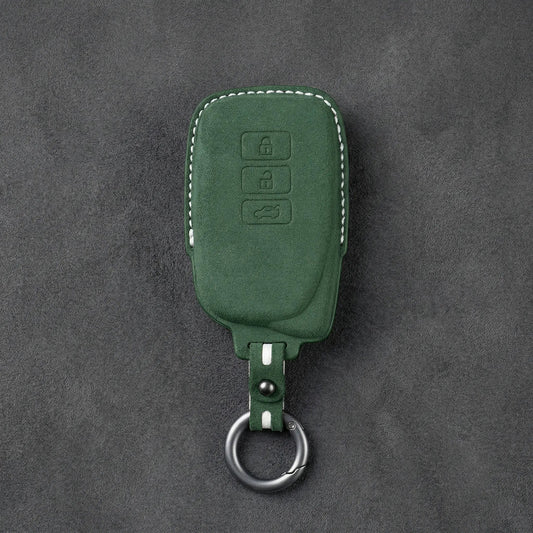 Lexus Hand - Stitched Alcantara Key Fob Cover – Asymmetric 3 - Button - Dark green