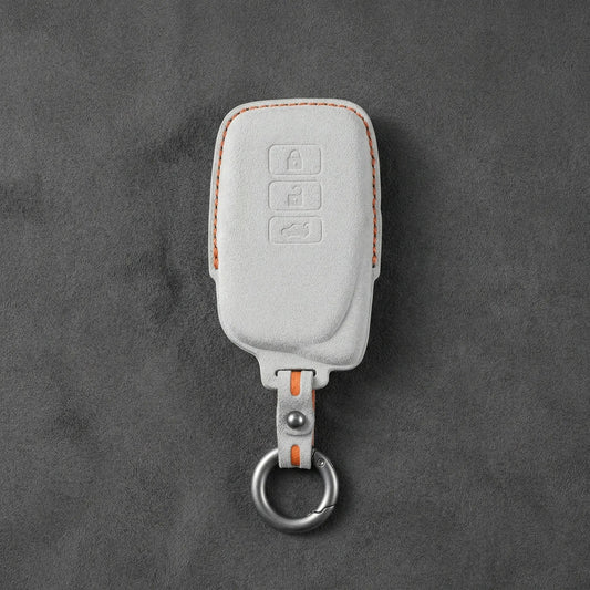 Lexus Hand - Stitched Alcantara Key Fob Cover – Asymmetric 3 - Button - White