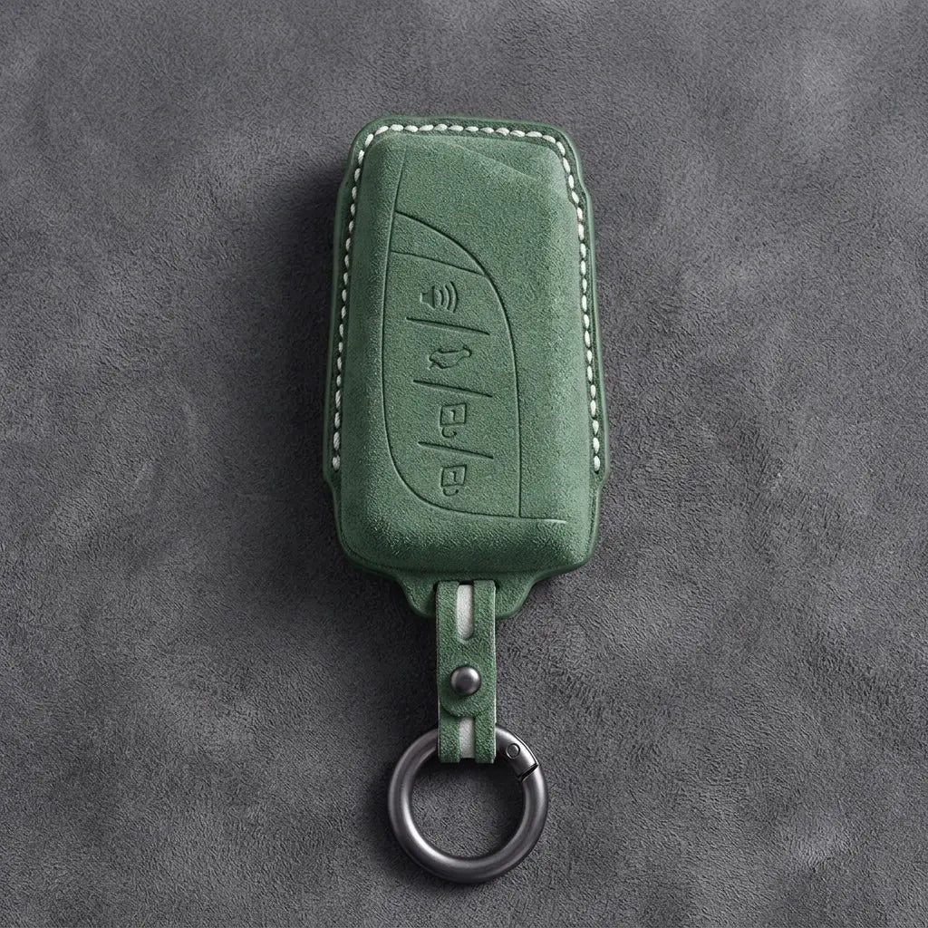 Lexus Hand-Stitched Alcantara Key Fob Cover – Curved Smart Key Dark Green