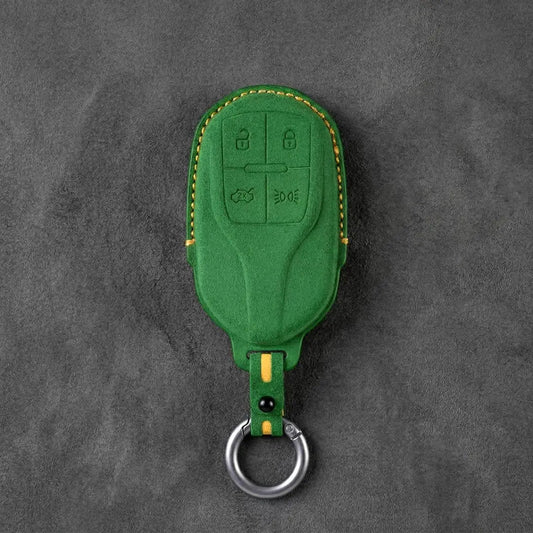 Maserati Hand - Stitched Alcantara Key Fob Cover – Shield 4 - Button - Grass green