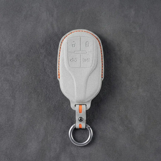 Maserati Hand - Stitched Alcantara Key Fob Cover – Shield 4 - Button - White