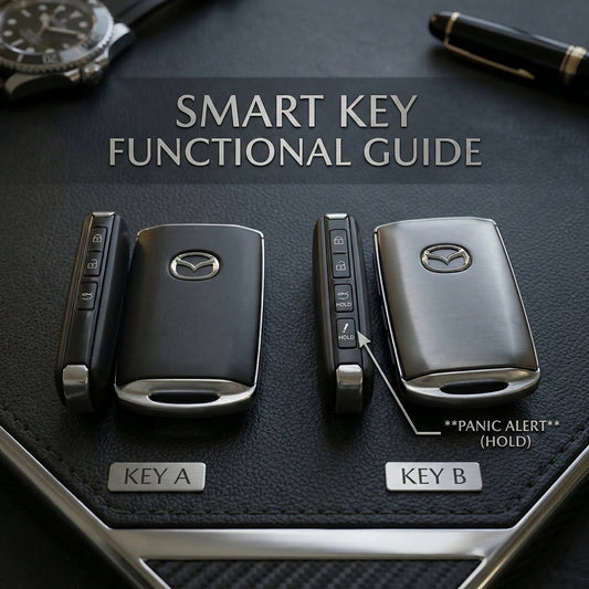 Mazda Hand - Stitched Alcantara Key Fob Cover – Side - Button Series - A