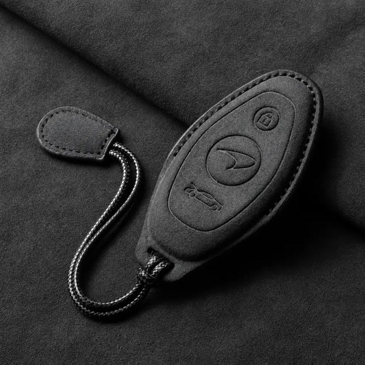 McLaren Suede Key Fob Case – Oval 3-Button - Black