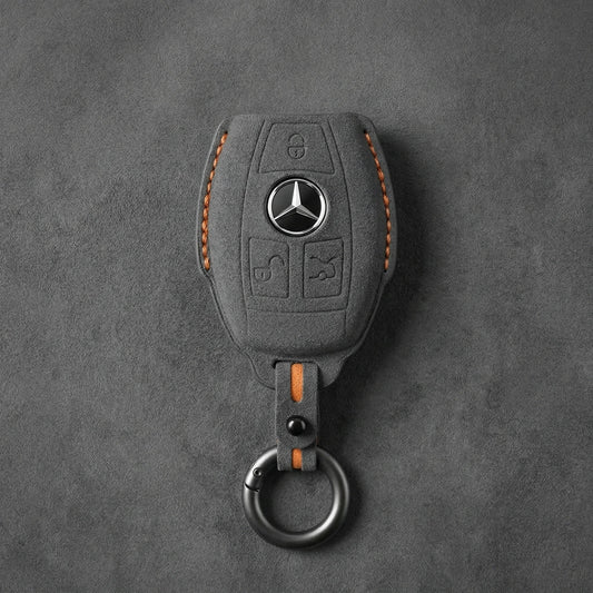 Mercedes - Benz Alcantara Key Fob Cover – Ignition Insert Style - Dark gray