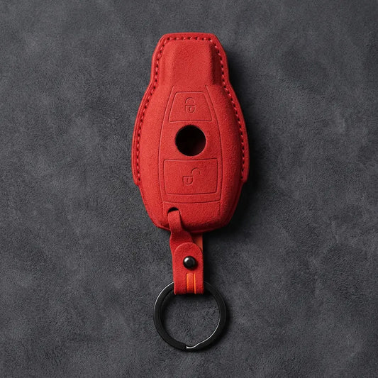 Mercedes-Benz Alcantara Key Fob Cover – Push Start / Keyless Go 2-Button - Red
