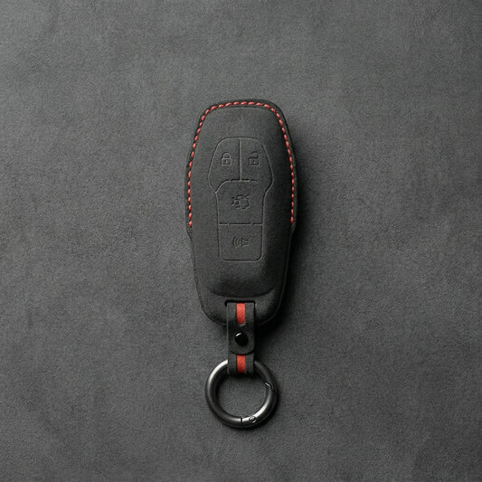 Mustang Hand - Stitched Alcantara Key Fob Cover – 4 - Button Shield - Dark charcoal
