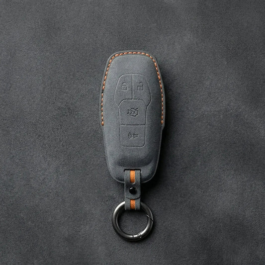 Mustang Hand - Stitched Alcantara Key Fob Cover – 4 - Button Shield - Dark gray