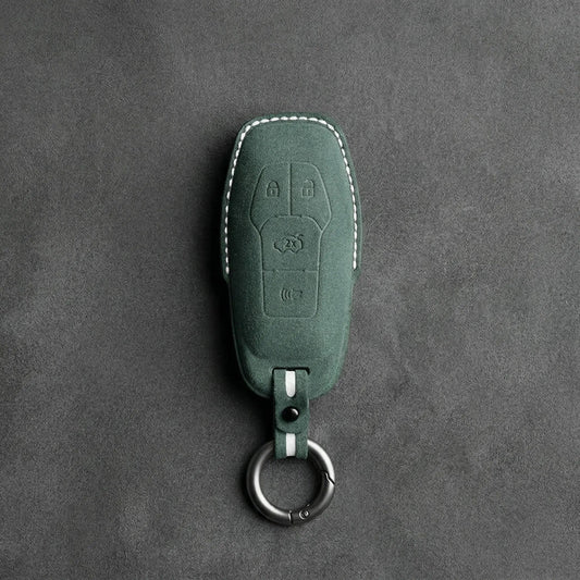 Mustang Hand - Stitched Alcantara Key Fob Cover – 4 - Button Shield - Dark green