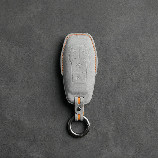 Mustang Hand - Stitched Alcantara Key Fob Cover – 4 - Button Shield - White