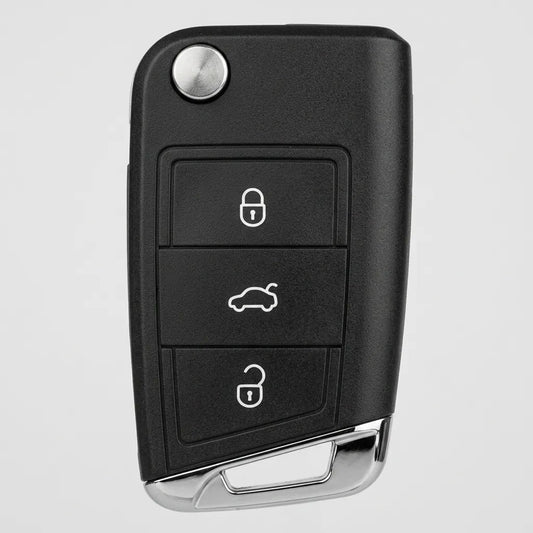 Opel Hand - Stitched Alcantara Key Fob Cover – Geometric Flip Key 3 - Button - Dark charcoal