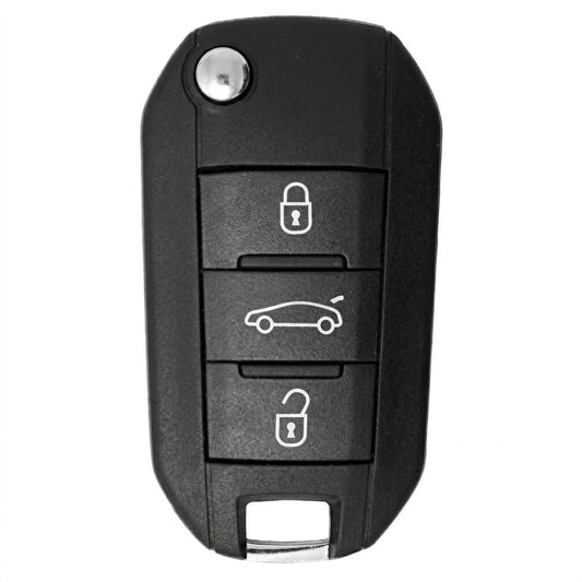 Peugeot Hand - Stitched Alcantara Key Fob Cover - Angular Flip Key 3 - Button - Dark charcoal