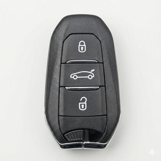Peugeot Hand - Stitched Alcantara Key Fob Cover - Smart Key 3 - Button - Dark charcoal